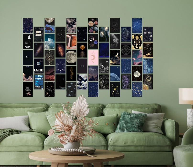 Image of Pack of 54 Moonlight Wall Collage Kit Posters - 4 x 6 Inches Wall Decor Poster - Wall Art For Bedroom, Living room, Office - 1 Tissue Tape