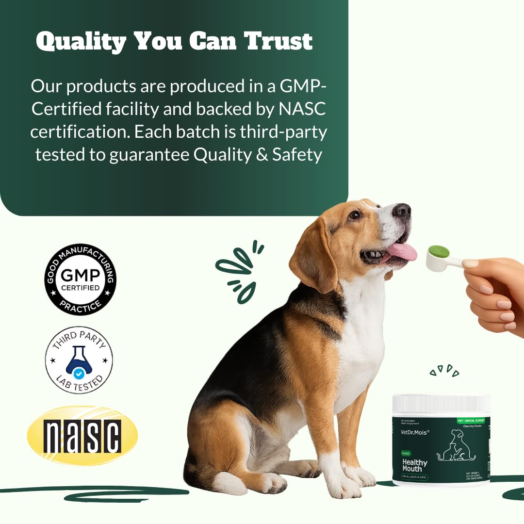 Dog Teeth Cleaning Powder, Dog Dental Powder and Cats Breath Freshener, Plaque Off Pet Tooth Cleaning lab co, Bad Breath & Tartar Remover for Dogs, Dog Teeth Cleaning with Enzymes 120 Day Supply, 120g - image 8