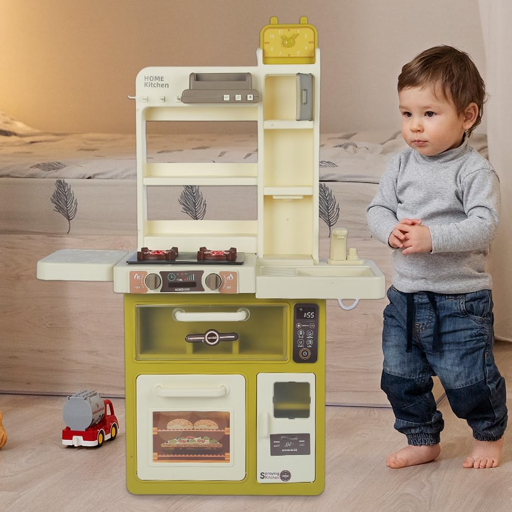 Alivio Kids Kitchen Playset - Kitchen Set Toys with Sound & Light (Green)