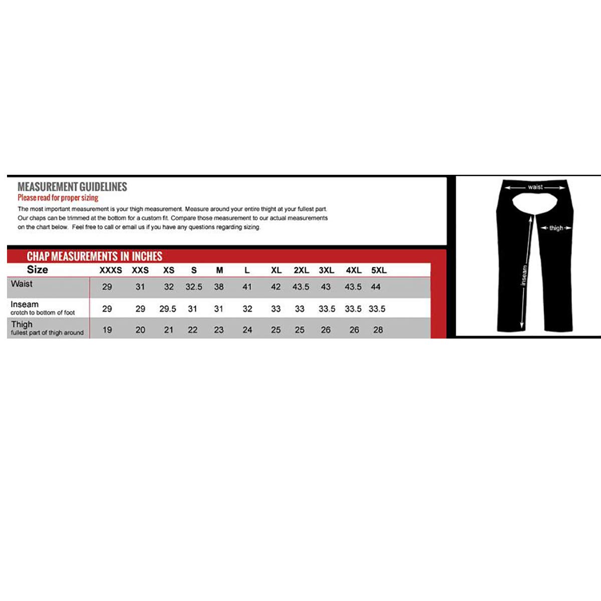 Hot Leathers Chaps aus Leder, groß, Schwarz