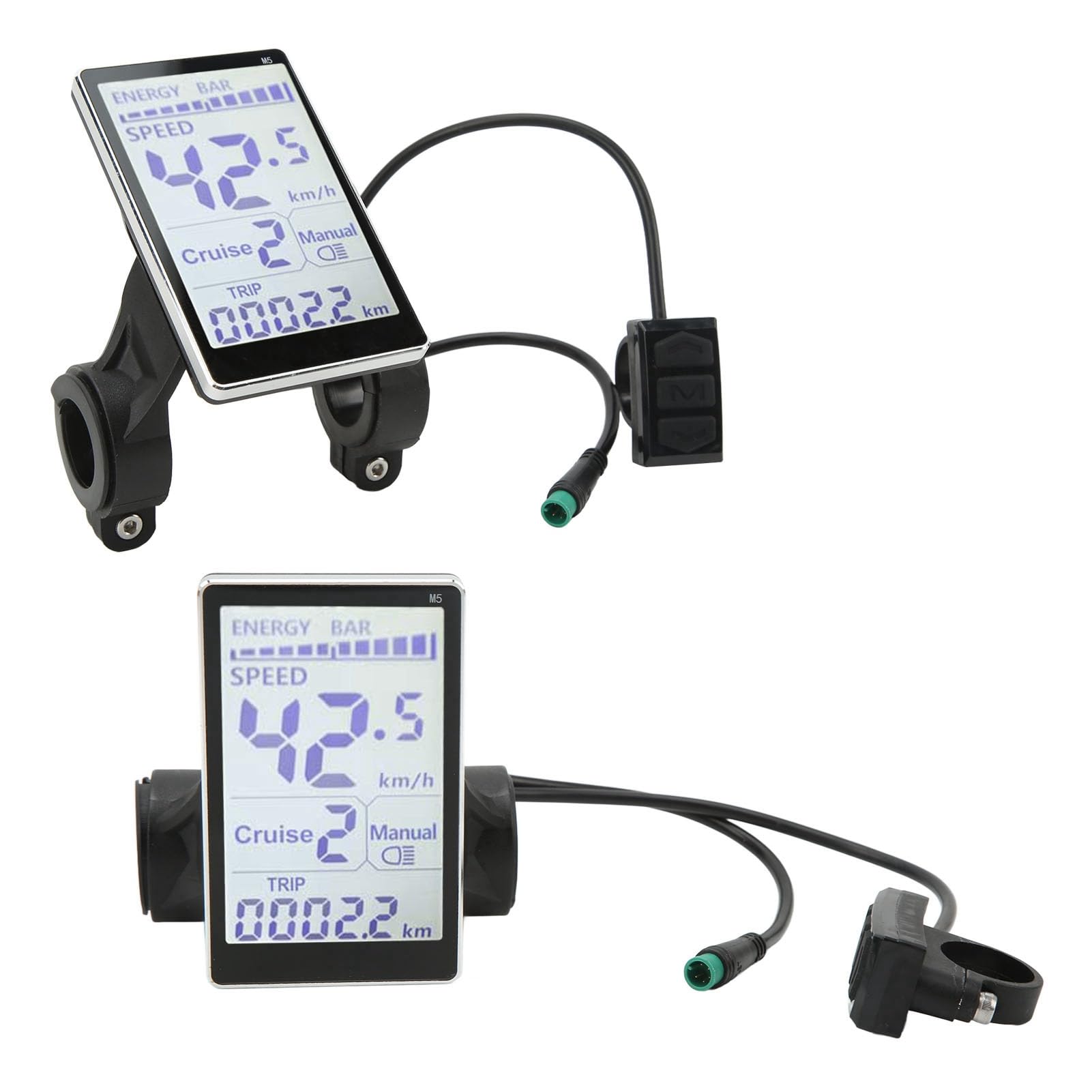Display LCD per Bici, Misuratore da Pannello di Controllo per Bici Elettrica 24V 36V 48V 60V con Viti M5 per Bici da 31,8 22,2 Mm
