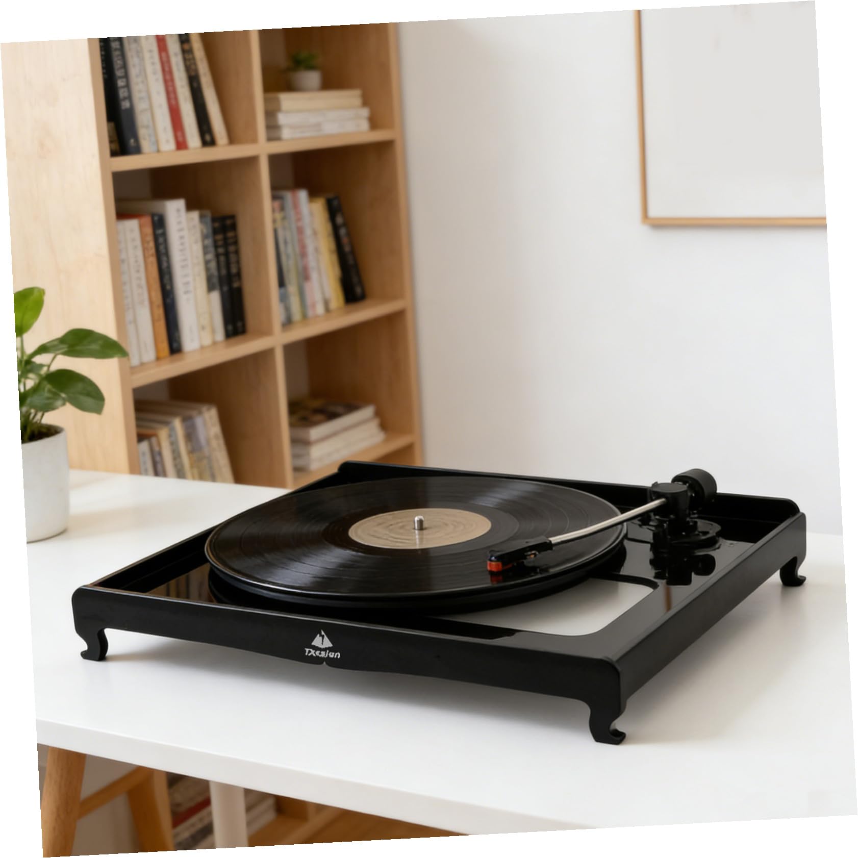 Supporto per Giradischi in Acrilico Nero Piattaforma Isolamento Vibrazioni per Migliorare Qualità Audio in Casa o Studio Musicale