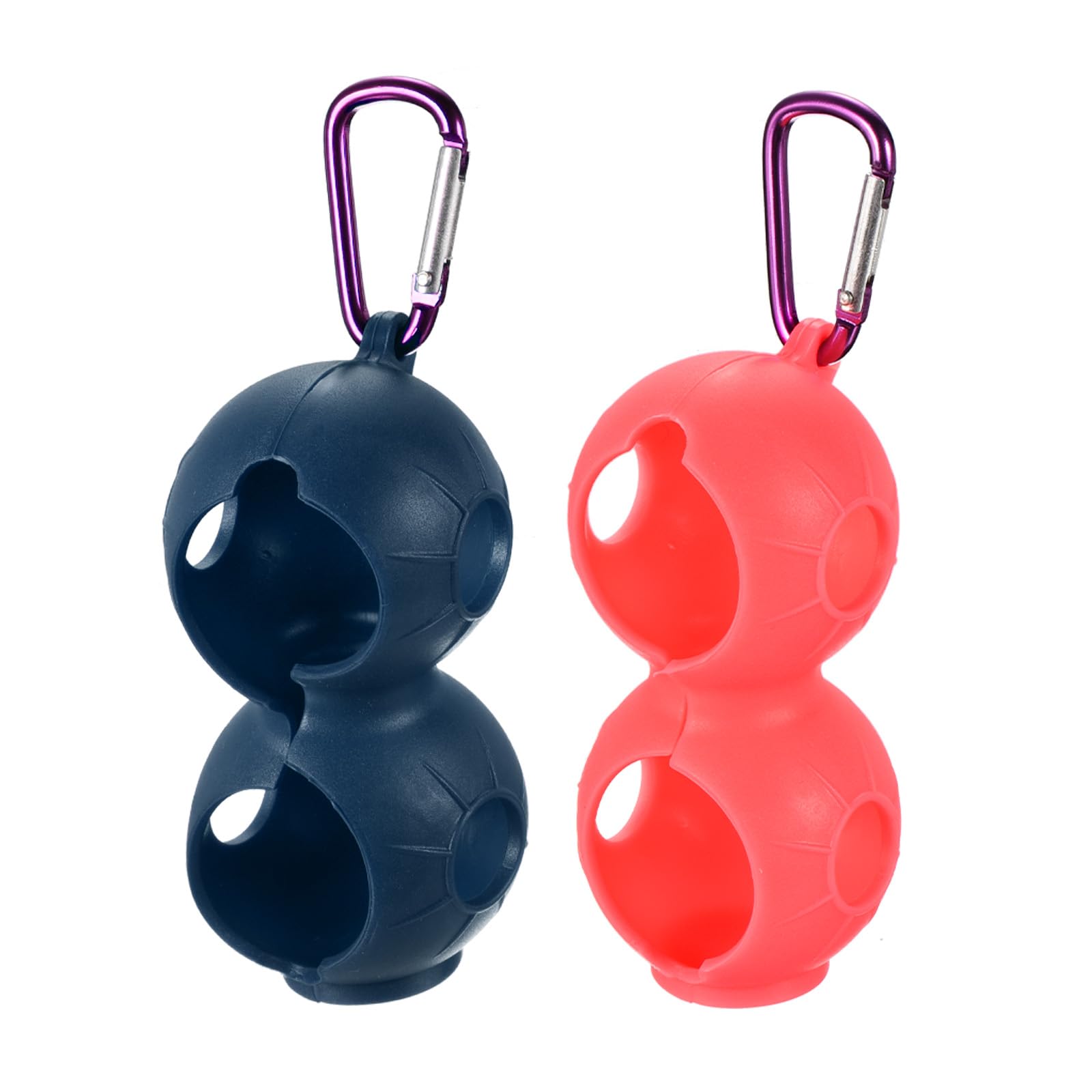 PATIKIL Golf Ball Holder, 2 Pack Silicone 2 Balls Carrier Protective Portable Sleeve with Buckle for Golf Bag Belt Pink, Blue