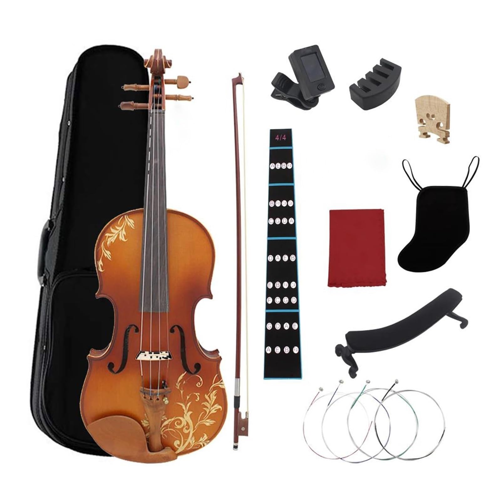 Violino 4/4 Professionale Acustico In Legno Massello Strumento Musicale Per Principianti Con Accessori Violino(2)