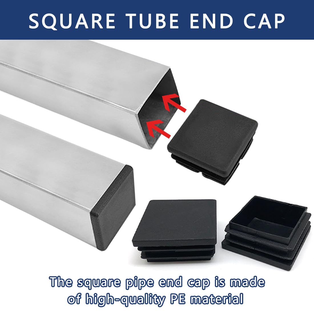 EIYVPRA Lamellar Plugs 40 x 40 mm for Square Tube Square End Caps Made of PE Plastic - Image 3