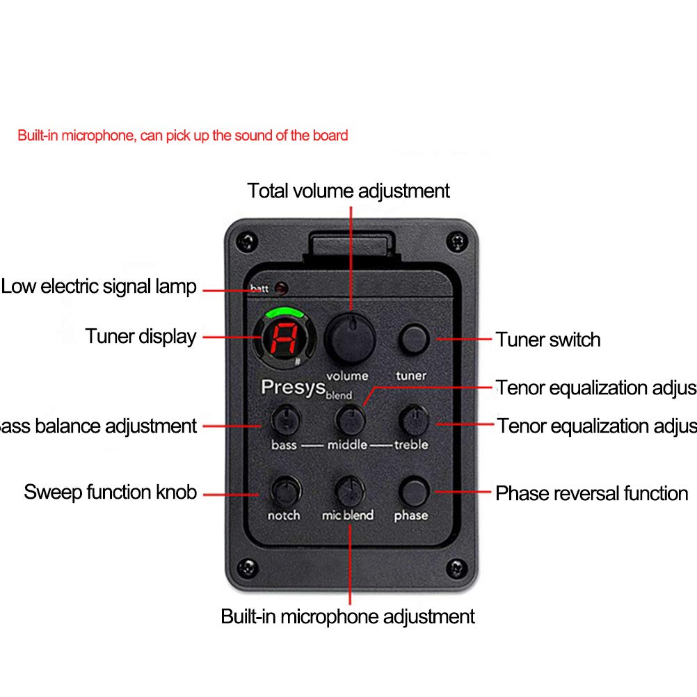 Préampli de guitare, égaliseur à 3 bandes, micro piézoélectrique, préamplificateur de guitare acoustique avec contrôle du volume LCD, kit de guitares acoustiques