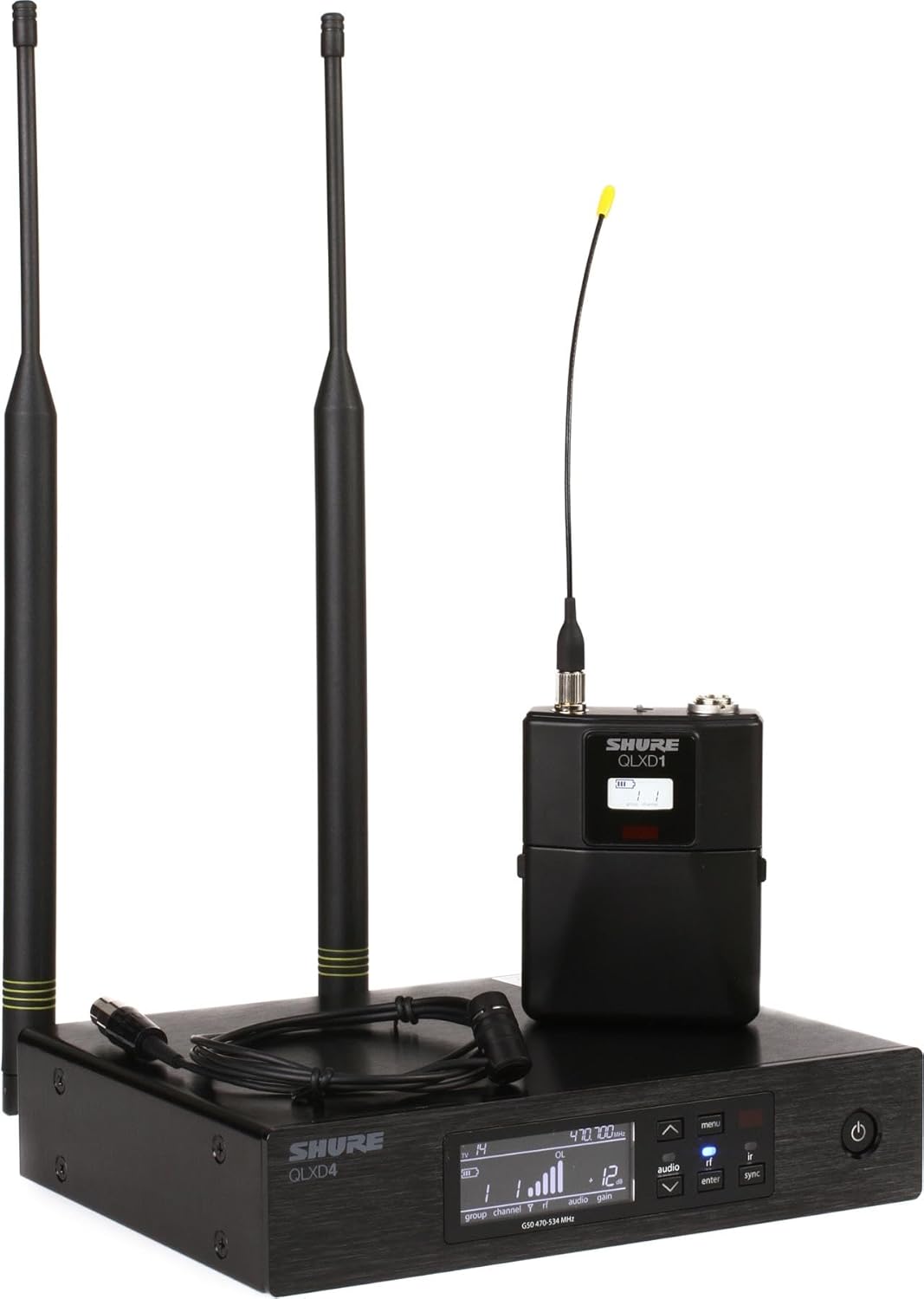 Shure QLXD14/84 Wireless Microphone System with Bodypack and WL184 Supercardioid Lavalier Mic