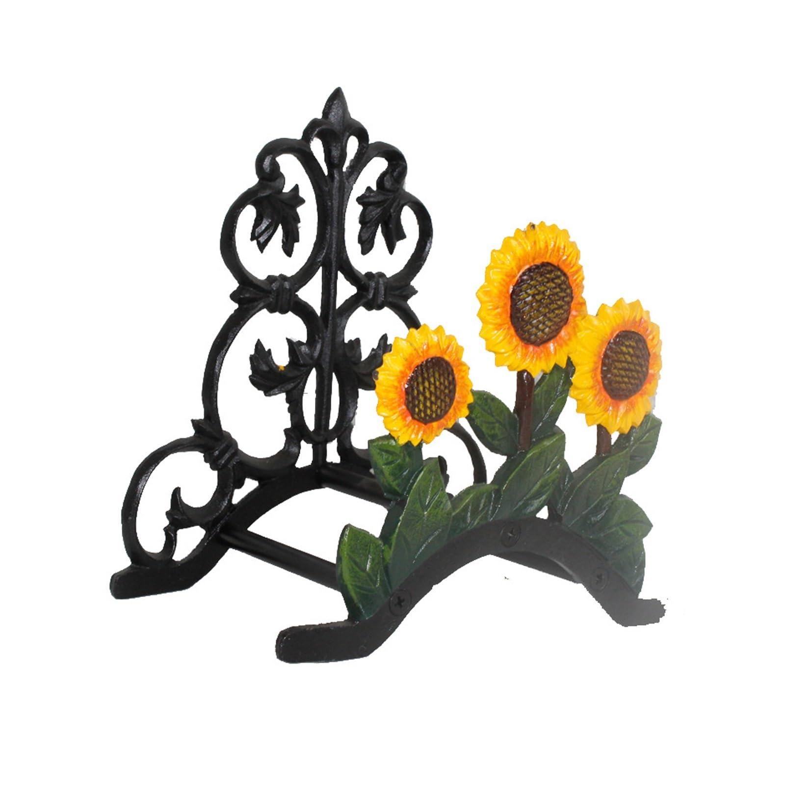 Metall-Schlauchständer, Metall-Schlauchständer – robuster Gartenschlauchhalter aus Gusseisen – dekorativer, handbemalter Sonnenblumen-Wasserschlauchhalter zur Wandmontage – Wanddekoration, hängender S