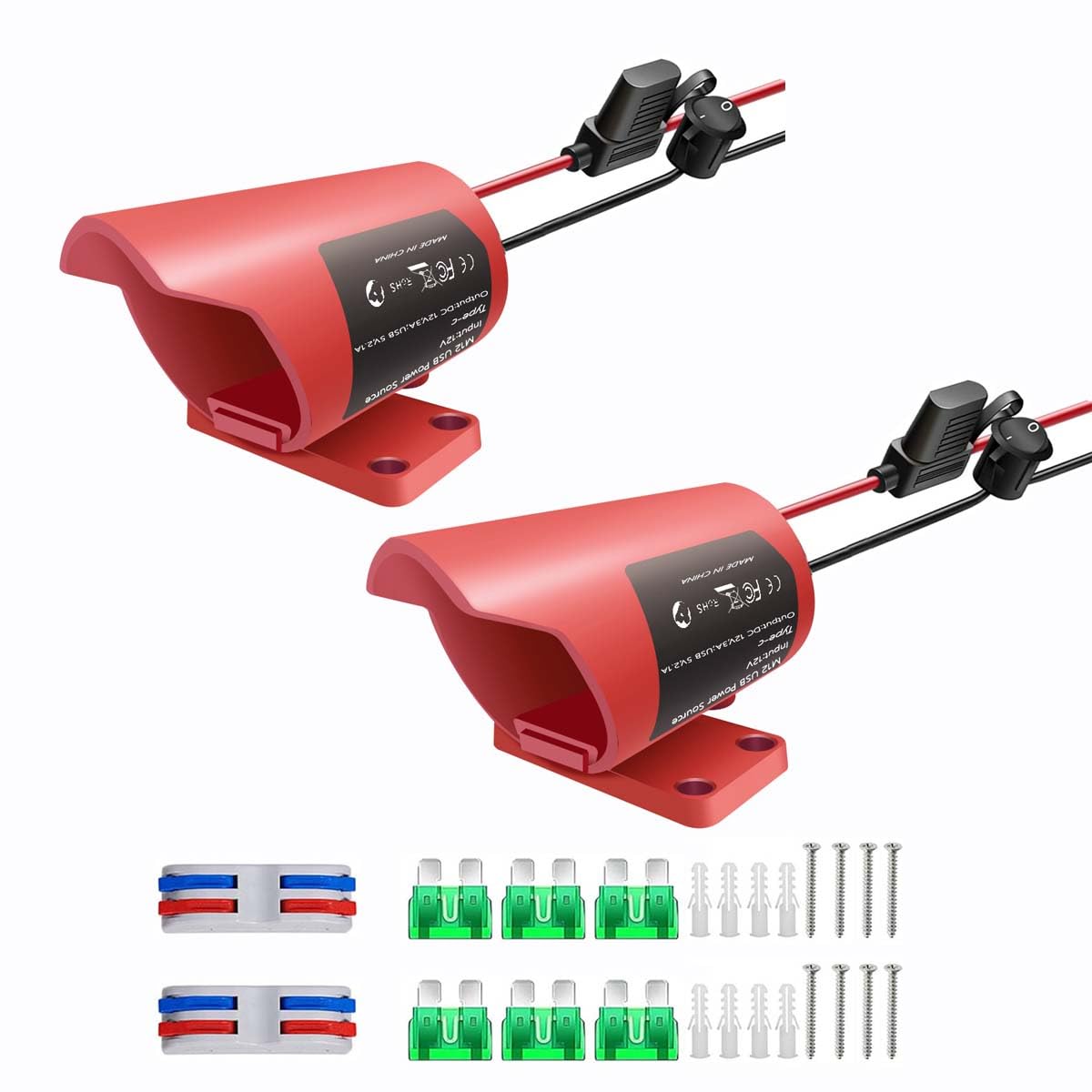 Lot de 2 adaptateurs de batterie compatibles avec Milwaukee M12 12 V avec fusible et interrupteur, convertisseur de puissance de fil 14 AWG pour camions télécommandés, voitures télécommandées