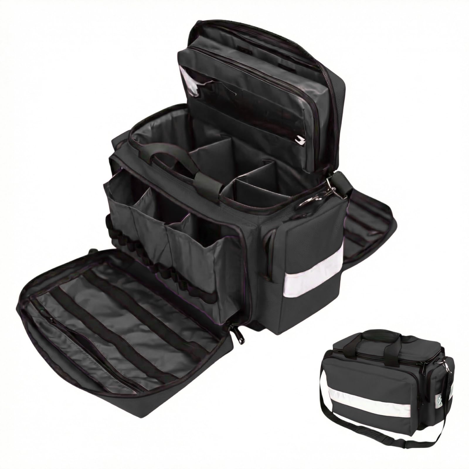Bolsa de primeros auxilios vacía grande, bolsa de emergencia vacía, bolsa sanitaria para cuidado en el hogar, médico, viajes y emergencias (negro)