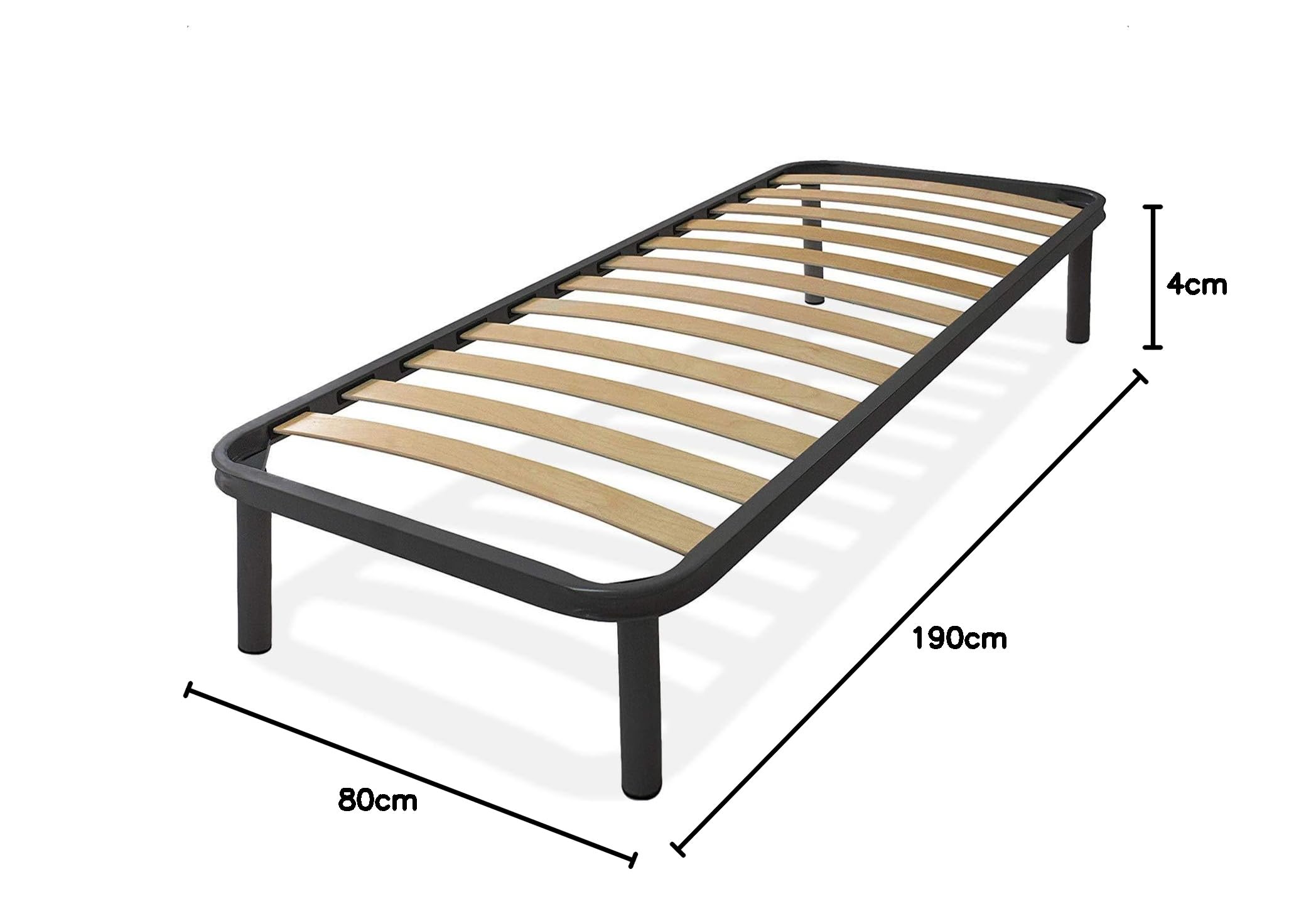 Dormiland, Rete Letto ORTOPEDICA Singola mis. 80x190cm, DOGHE in Legno e Struttura in Acciaio, 100% Made in Italy