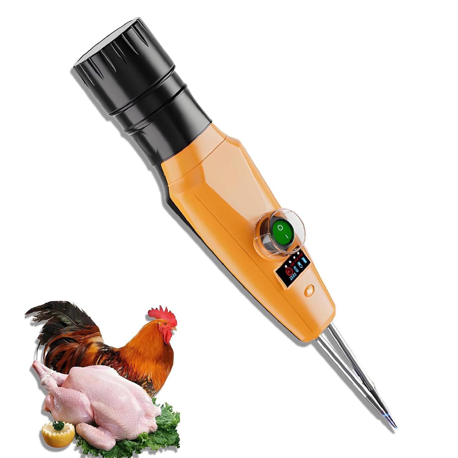 MRKU Electric Handheld Chicken Plucker Machine,Quick Poultry Plucking with Stainless Steel Detachable Conehead and Battery Level Indicator,13000 RPM