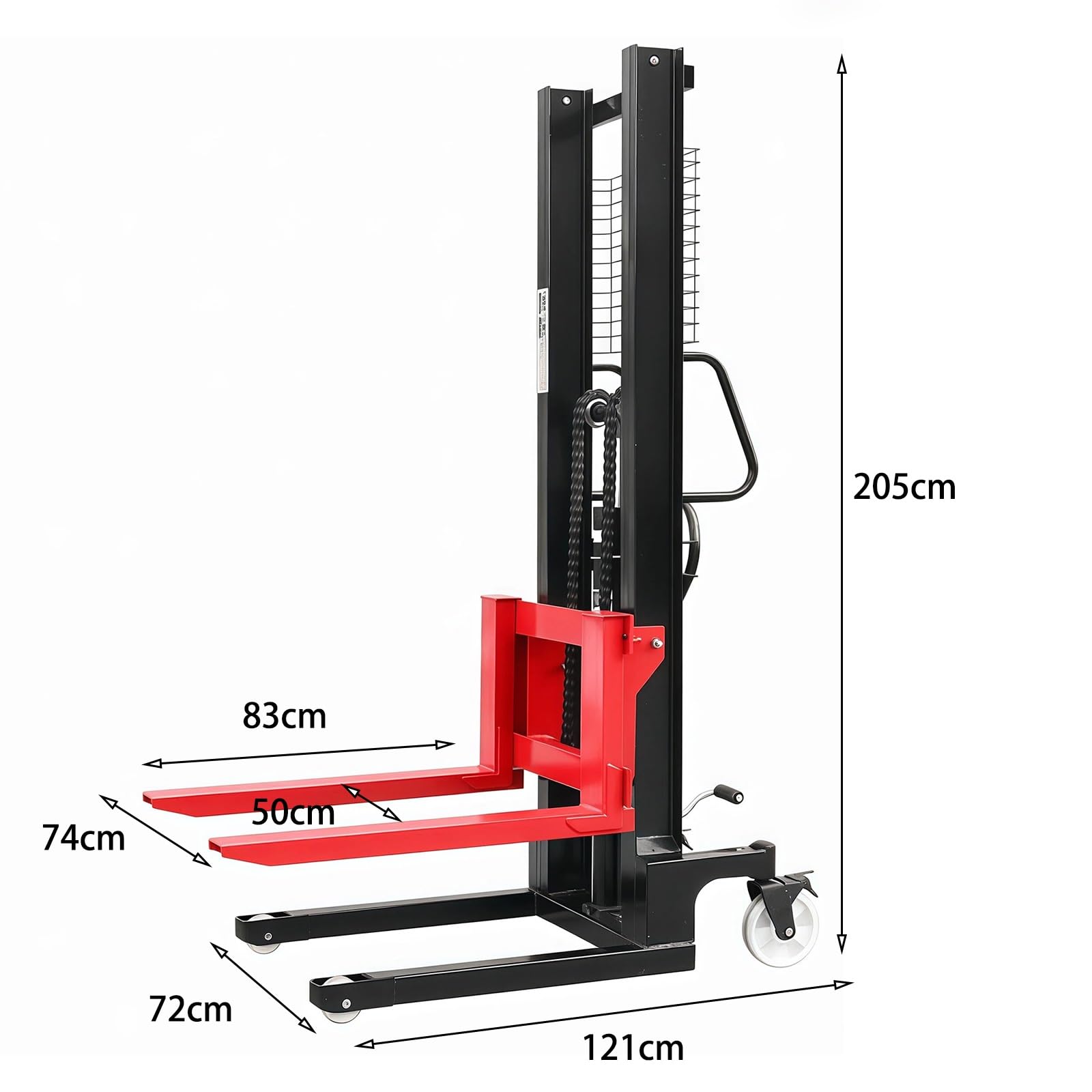 Tavoli elevatori Impilatore idraulico manuale da 2.000 kg, forca 83 cm, con ruote girevoli for lo stoccaggio