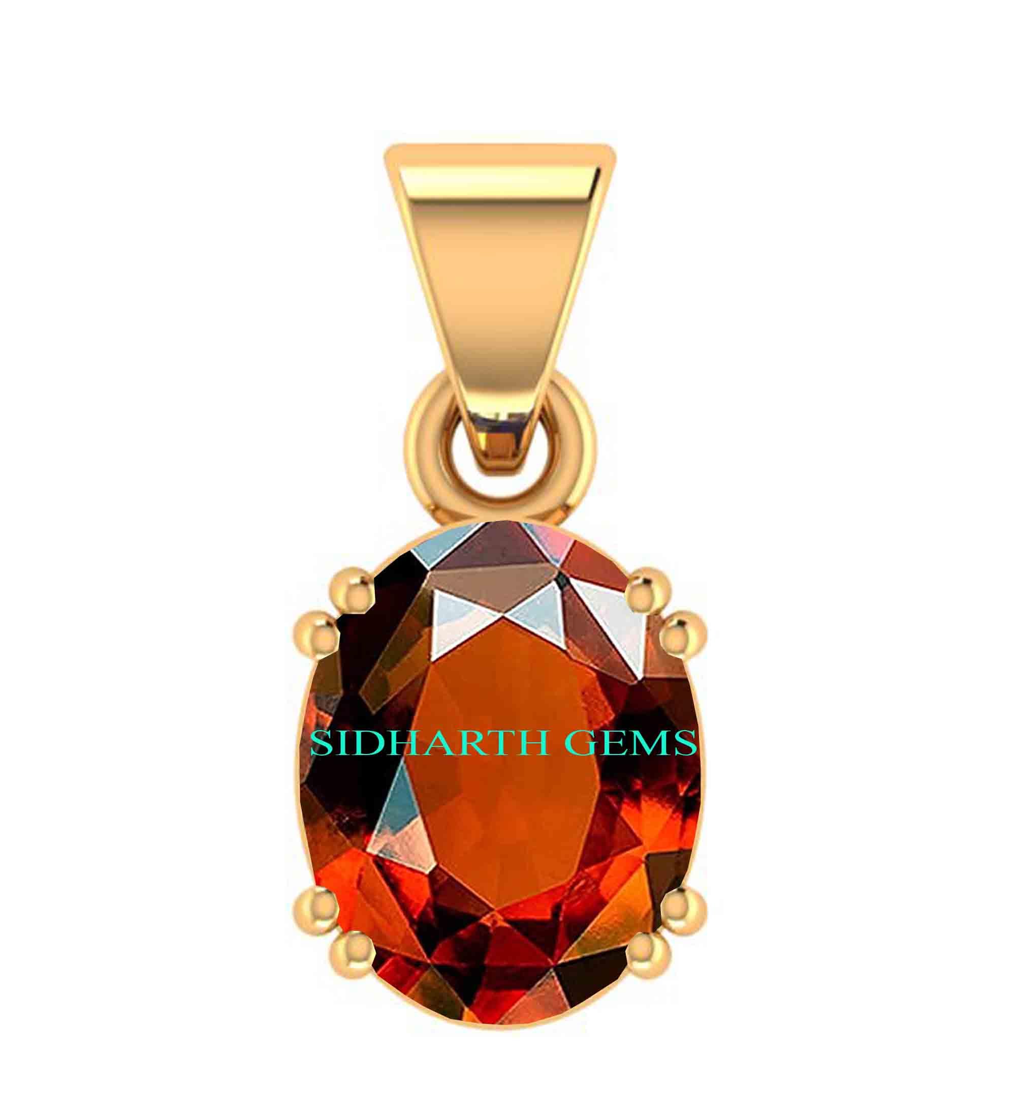 sidharth gems 8.25 Ratti 7.47 Carat Hessonite Garnet Stone Ashtdhatu Gold Plated Pendant Original and Certified by WTGTL Natural Gomed Gemstone Unheated and Untreated for Astrological Purpose-picture-14