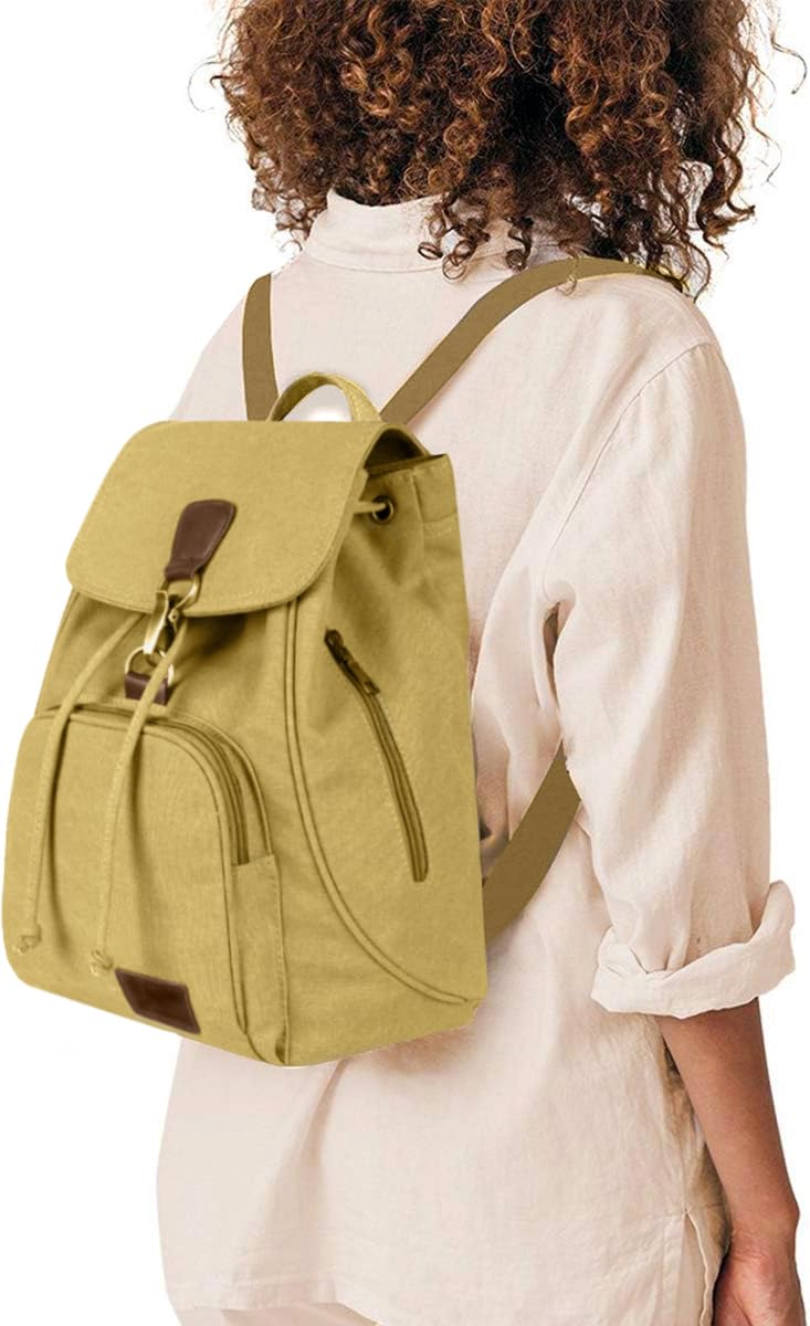 LassZone, zaino da donna in tela, stile vintage, con coulisse, multiuso, casual, per lo shopping, la scuola e il viaggio