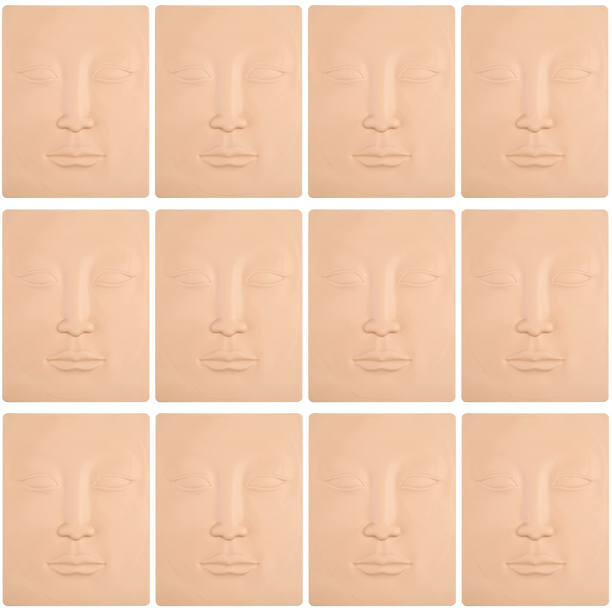 Microblading Practice Skin - 12 Sheets 3D Face Permanent Makeup Tattoo Training for Eyeline, Lip, Eyebrow - Silicone Skin for Face Tattoo Practice
