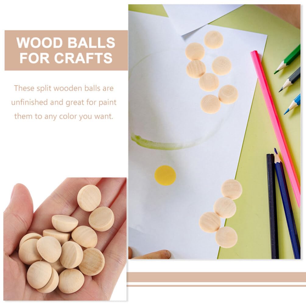 DIYEAH 100pcs Unfinished Wooden Beads Half Balls for DIY Crafting Natural Hemisphere Beads for Jewelry Making Bracelets and Dream Catchers Smooth Surface for Decorations - Image 4