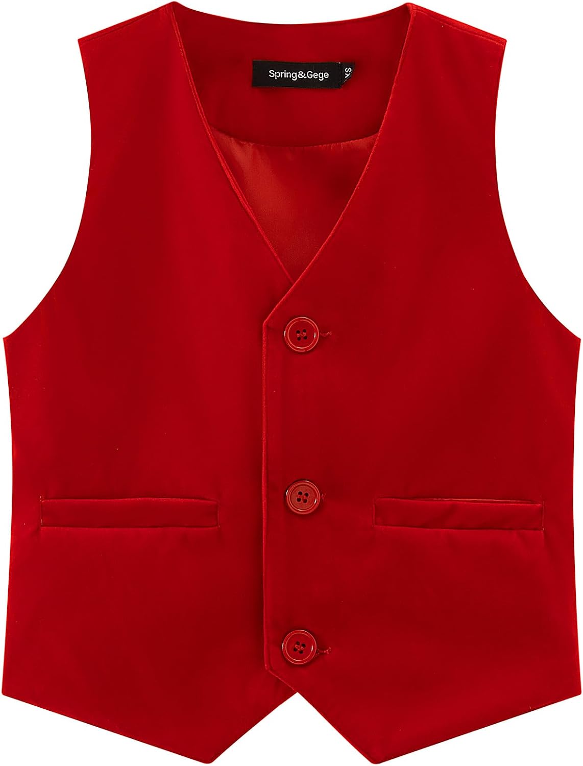 Spring&Gege Boys Girls Velvet Suit Vest Formal Dress Waistcoat with Pockets, Size 4-12 Years