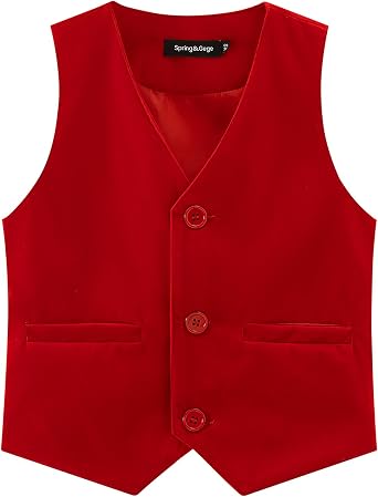 Spring&Gege Boys Girls Velvet Suit Vest Formal Dress Waistcoat with Pockets, Size 4-12 Years