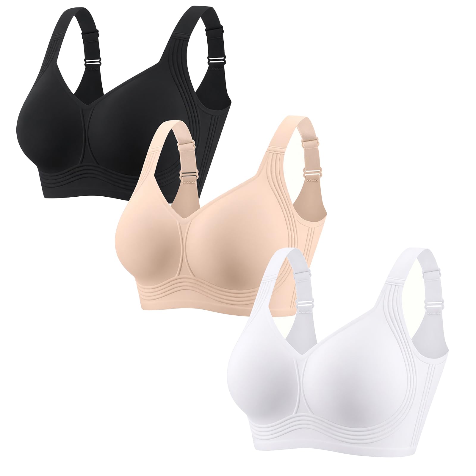 PoseFree Jelly Bras for Women, Wireless No Underwire, Full Coverage Support | Plus Size Bra for Large Breasts, Support & Lift, Minimizer, Seamless Back Smoothing, Soft Comfortable Everyday T Shirt Bra