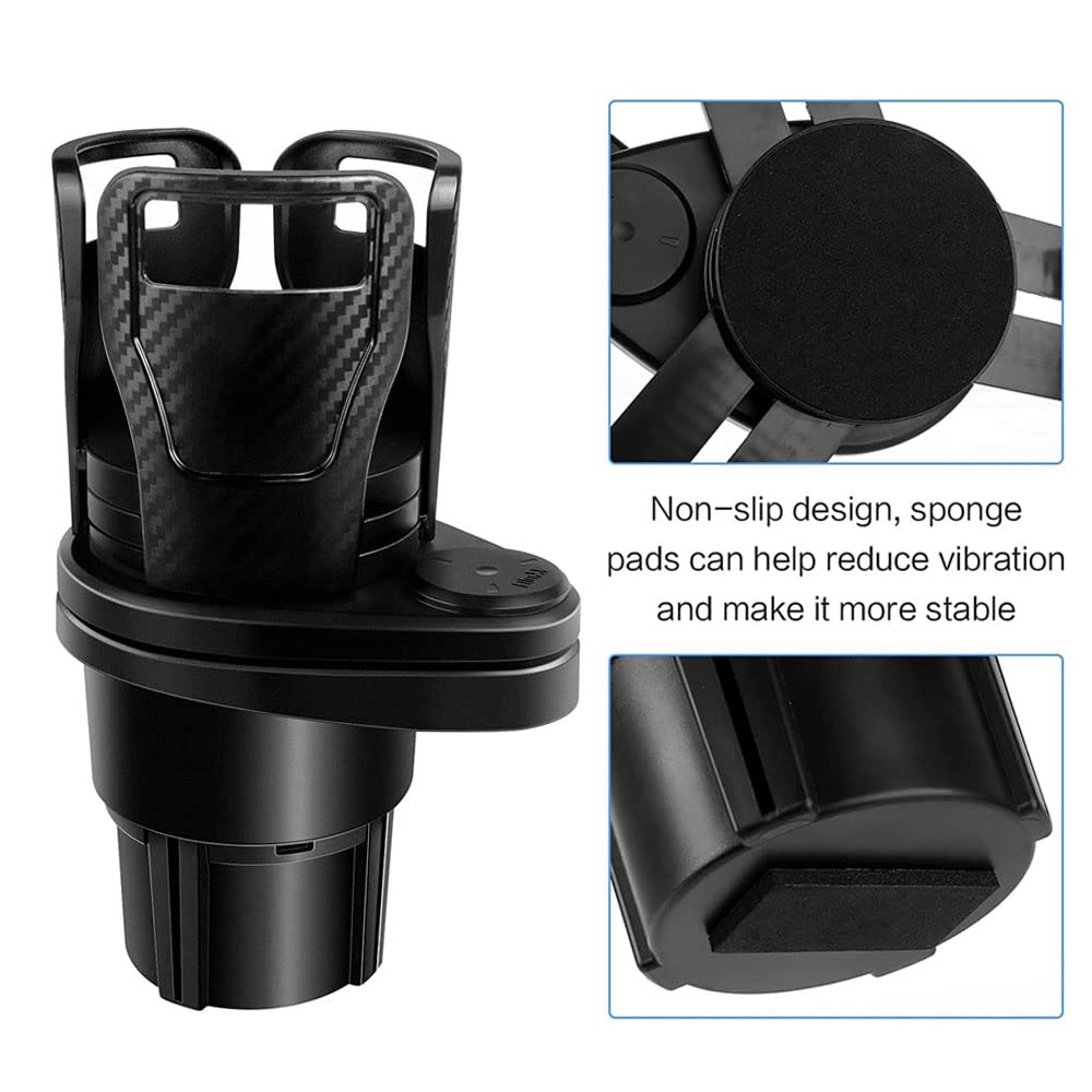AUTOUTLET Veelzijdige ronde bekerhouder expander ALLE ZWART, verstelbaar voor diameter 6,5-9,5 cm, houdt bekers, waterflessen en reismokken veilig in uw auto