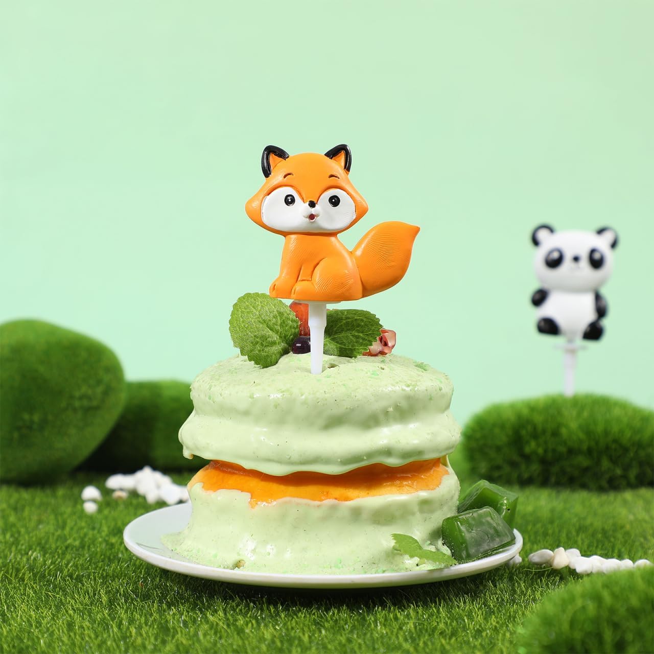 5Pcs Jungle Animal Cake Toppers, Zoo Animal Cake Toppers Jungle Animals Cake Decorations for Showers Birthday Party