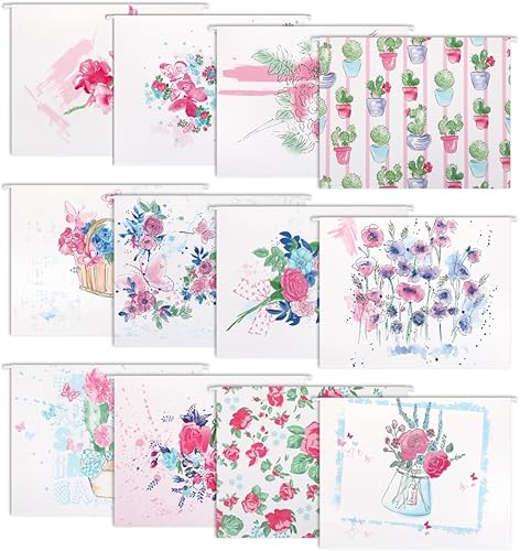 Miniatura 3 de GOGODUCKS Carpetas colgantes decorativas, archivador, tamaño carta con pestaña ajustable de corte 15, duradero, 12 diseños lindos surtidos, 36