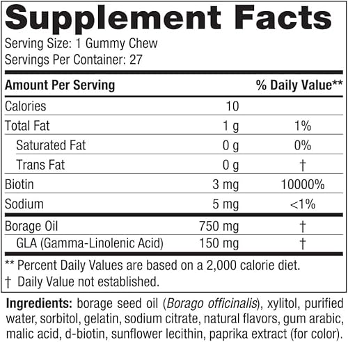 Miniatura 2 de Nordic Naturals Gomitas masticables para el cabello y la piel sin azúcar, limonada de fresa, 27 gomitas masticables - Biotina + GLA de aceite de