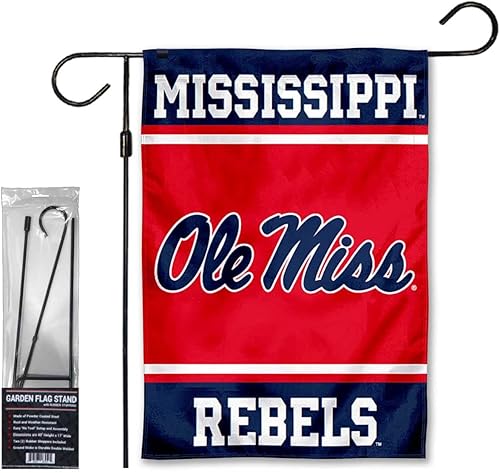 College Flags & Banners Co. Ole Miss University of Mississippi - Juego de bandera y soporte para bandera para jardín