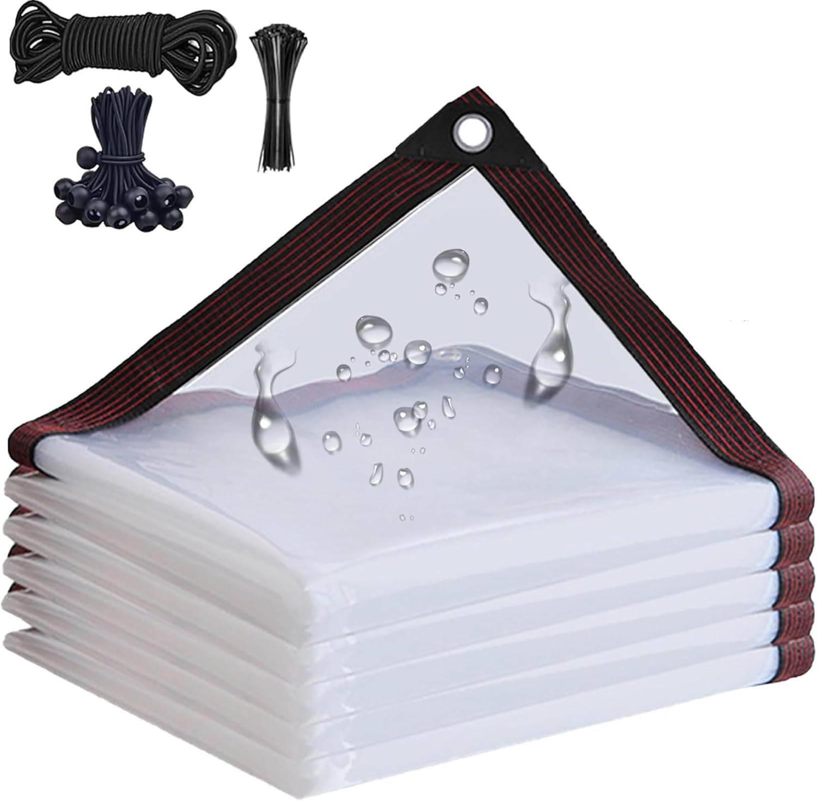 Bâche imperméable - 2,5 x 3,5 m - Avec œillets - Transparent - Pour l'extérieur - Bâche résistante aux intempéries - Pour meubles de jardin, ferme, balcon