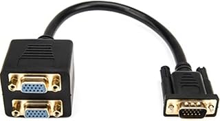Rocstor Premium 1 ft VGA to 2X VGA Video Splitter Cable M/F - DB-15 Male - DB-15 Female - Black - V
