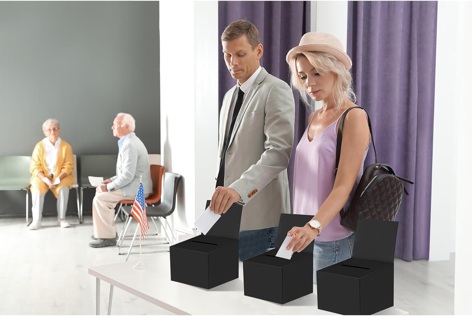 30 Pack Raffle Boxes Ballot Box Suggestion Box with Slot, 6.5 x 4.5 x 4.5 Inch Cardboard Raffle Boxes with Slot for Ticket and Removable Header for Collecting Business Card Voting Contest (Black)