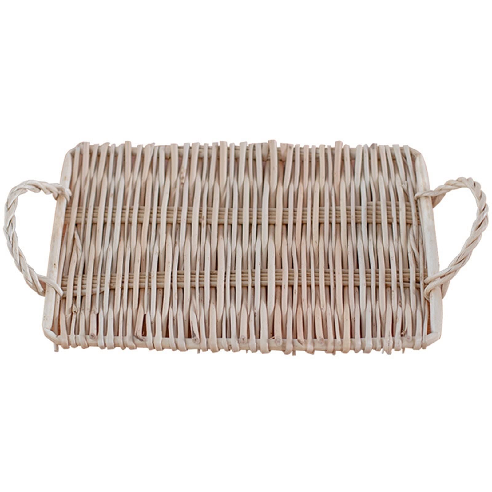 JINGYAN Breakfast Trays Rattan Woven Storage Tray with HandleFruit Snacks Serving Organizer Bread Food Cake Platter Dinner Table Decoration(2)