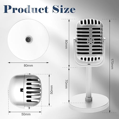 Miniatura 3 de Windspeed Paquete de 2 accesorios de micrófono retro, accesorios de micrófono antiguo con soporte, decoración de micro teléfono falso para