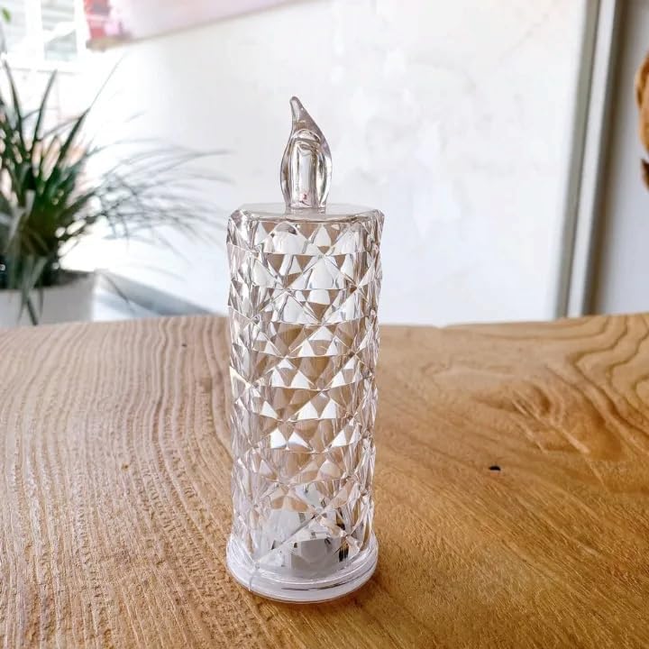 Image of Desidiya 2 Pcs Acrylic LED Decorative Candles Light - 15cm Transparent Flameless Ambient Lamps for Home, Diwali, Christmas & Gifting - Smokeless Battery Operated
