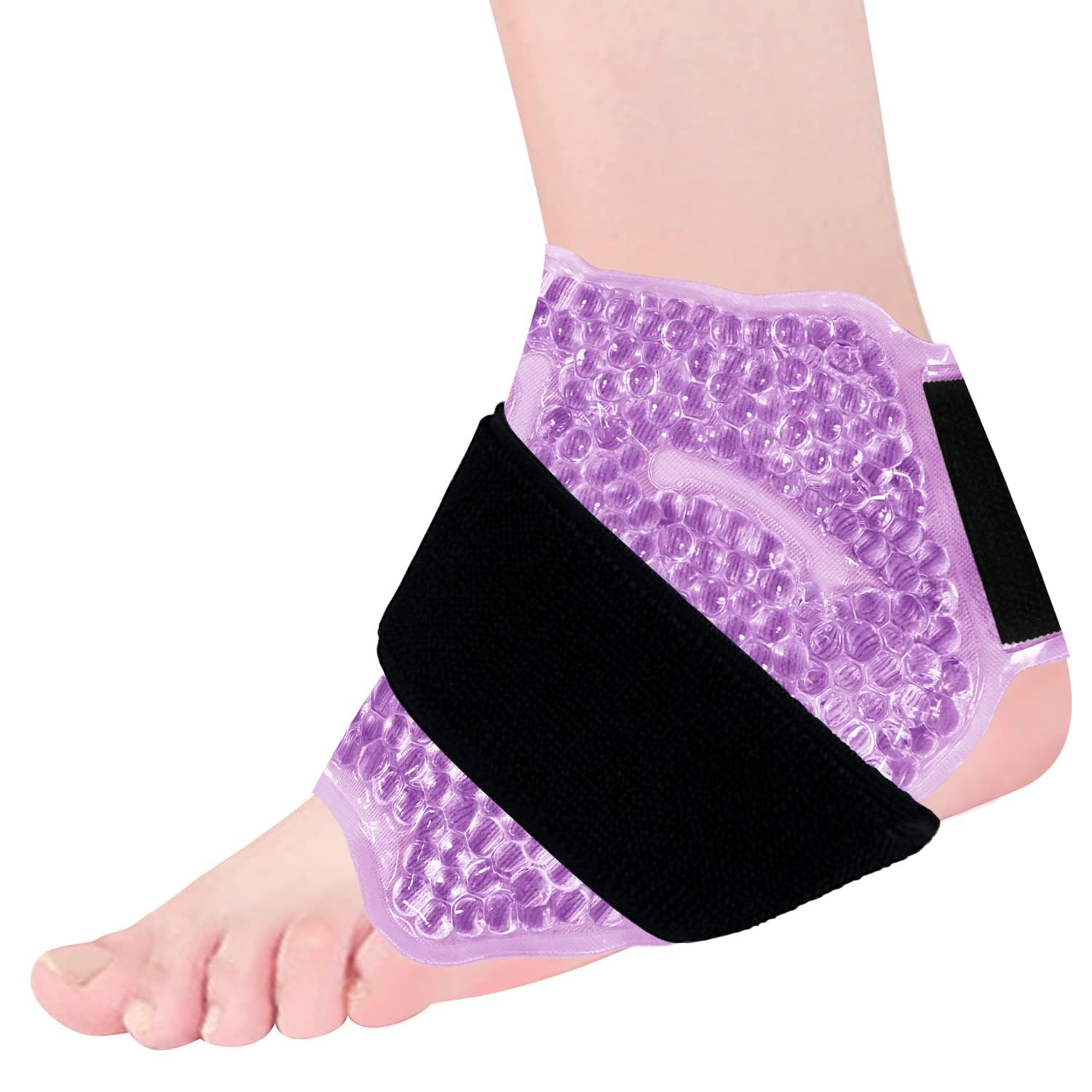 Ankle Ice Pack Wrap for Knee Wrist Injuries,Reusable Hot Cold Compress Therapy Pack,Instant Pain Relief for Sprain&Bruise,Achilles Tendonitis,Plantar Fasciitis and Swelling (Purple)
