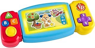 Fisher-Price Laugh & Learn Pretend Video Game Toddler Toy with Lights Sounds and Educational Songs, Fine Motor Toy, Twist & Learn Gamer, Multi-Language Version