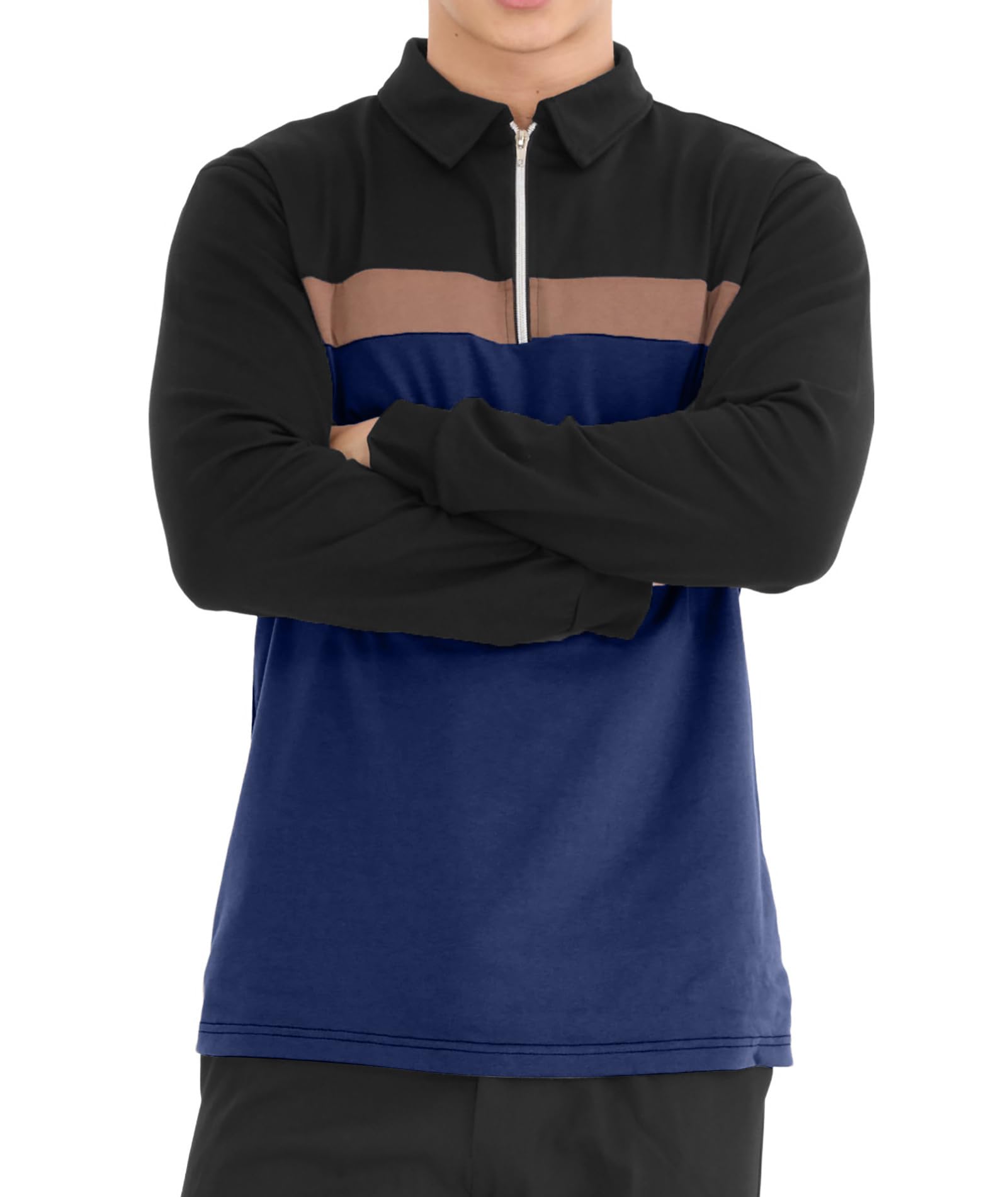 Ryehack Polos 1/4 Cremallera Hombres Casual Manga Larga Tops Camiseta Raglan Camiseta Golf Regular Fit S-2XL