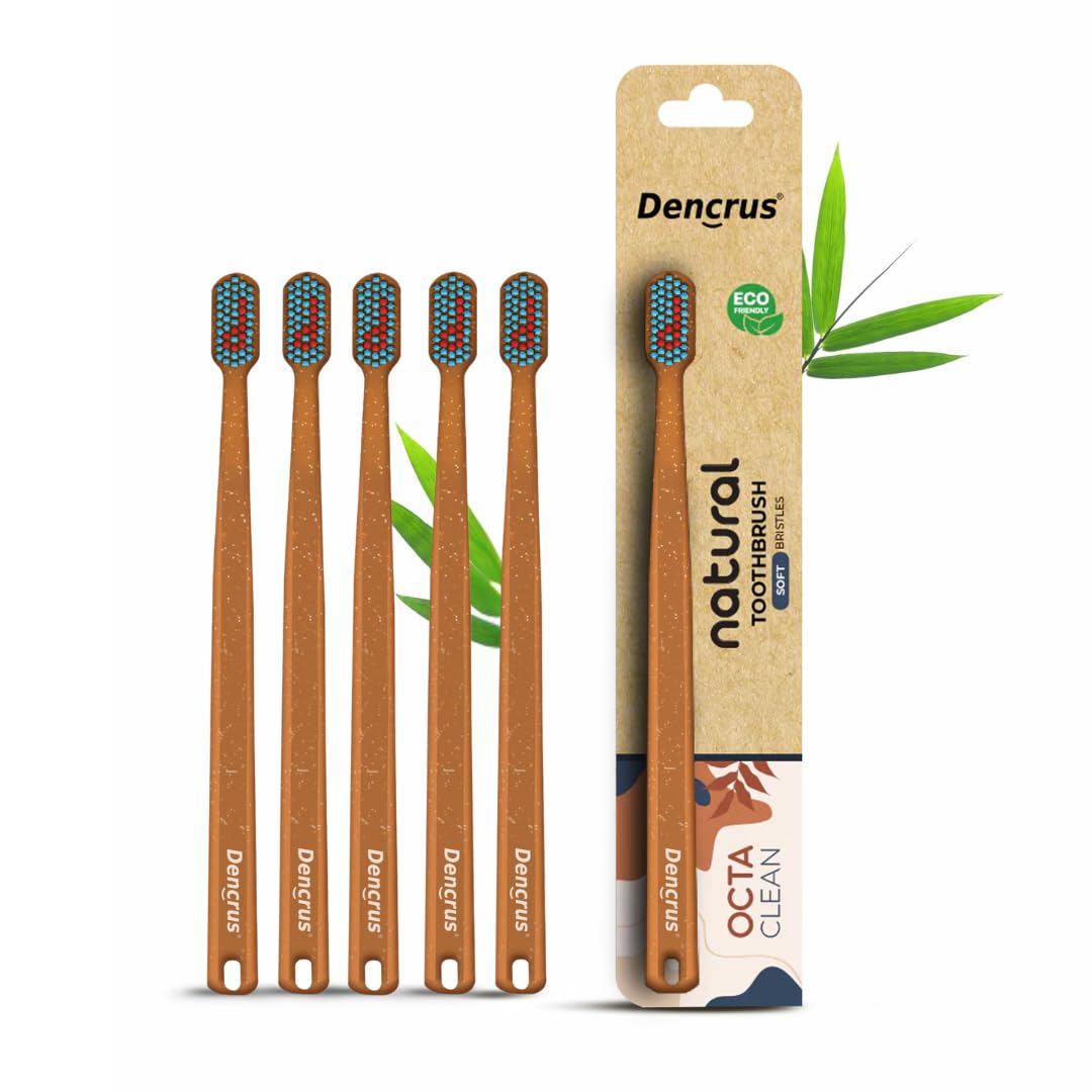 Dencrus Octa Clean Eco-Friendly Toothbrush | Octagonal Handle | Ultra-Soft Biodegradable Bristles | Bamboo Husk & Composite Resin | Sustainable & Gentle On Gum For A Healthy Smile | Pack of 5-image-36