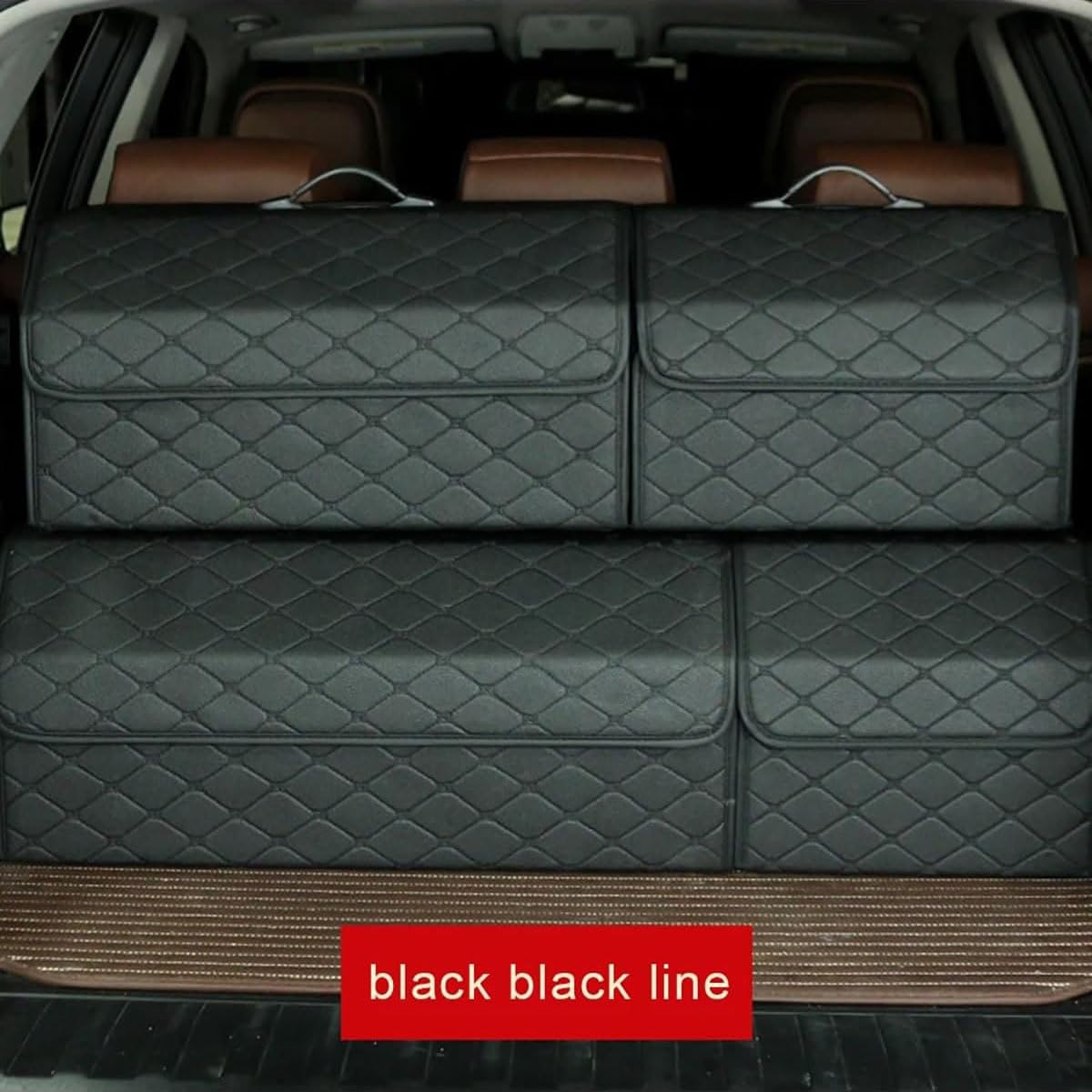Organizer Bagagliaio Auto per, Pieghevole Borse per Bagagliaio in Pelle Scatola di Immagazzinaggio con Coperchio Accessori,S-A/Black