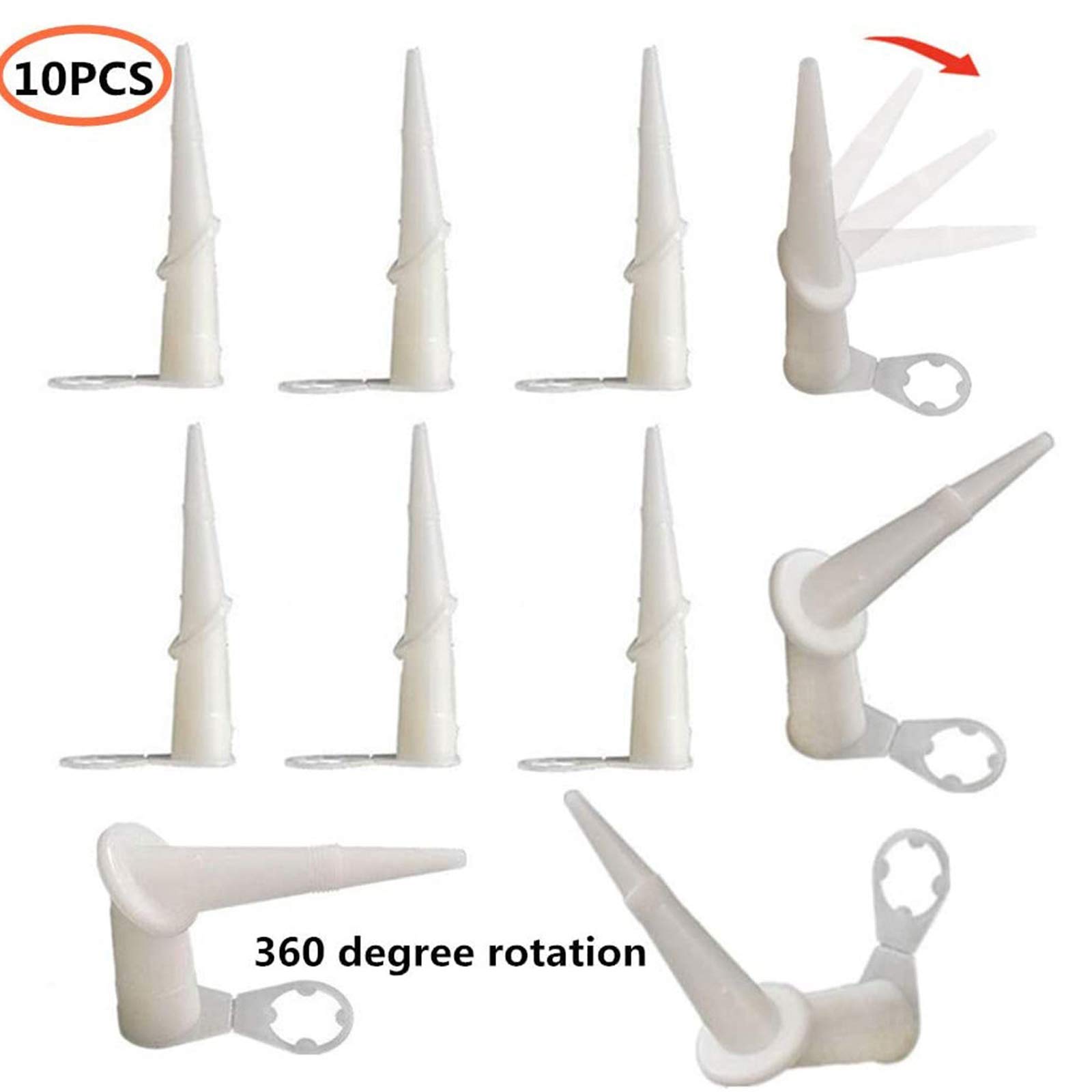 10Pcs Silica Winkel Düse Schraube-Auf Kartuschen Düse 360 Grad Rotation Gebogen Kegel Düse Kartuschenkleber Kopf Teile Ersatz Silikon Spitze Steckdosen