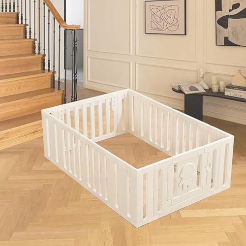 FSJKZX 折りたたみ式ベビーサークル 滑り止め機能 高さ60cm ドアとロック付き 組み立て簡単 安全設計 変形可能な収納ラック ホワイト120*180cm