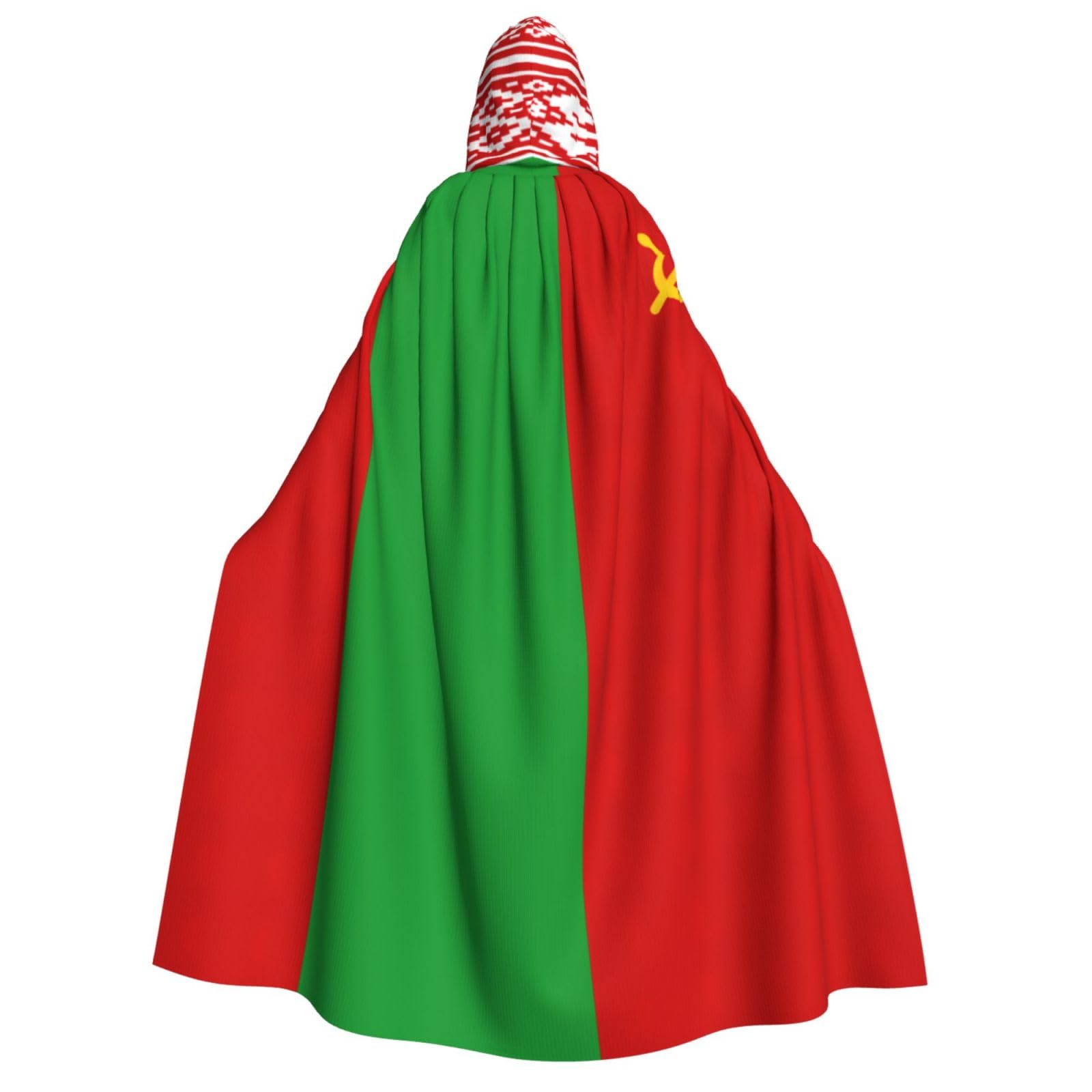 WURTONFlag of Belarus Print Hooded Cloak for Men and Women Halloween Carnival Cosplay Theme Parties Decor