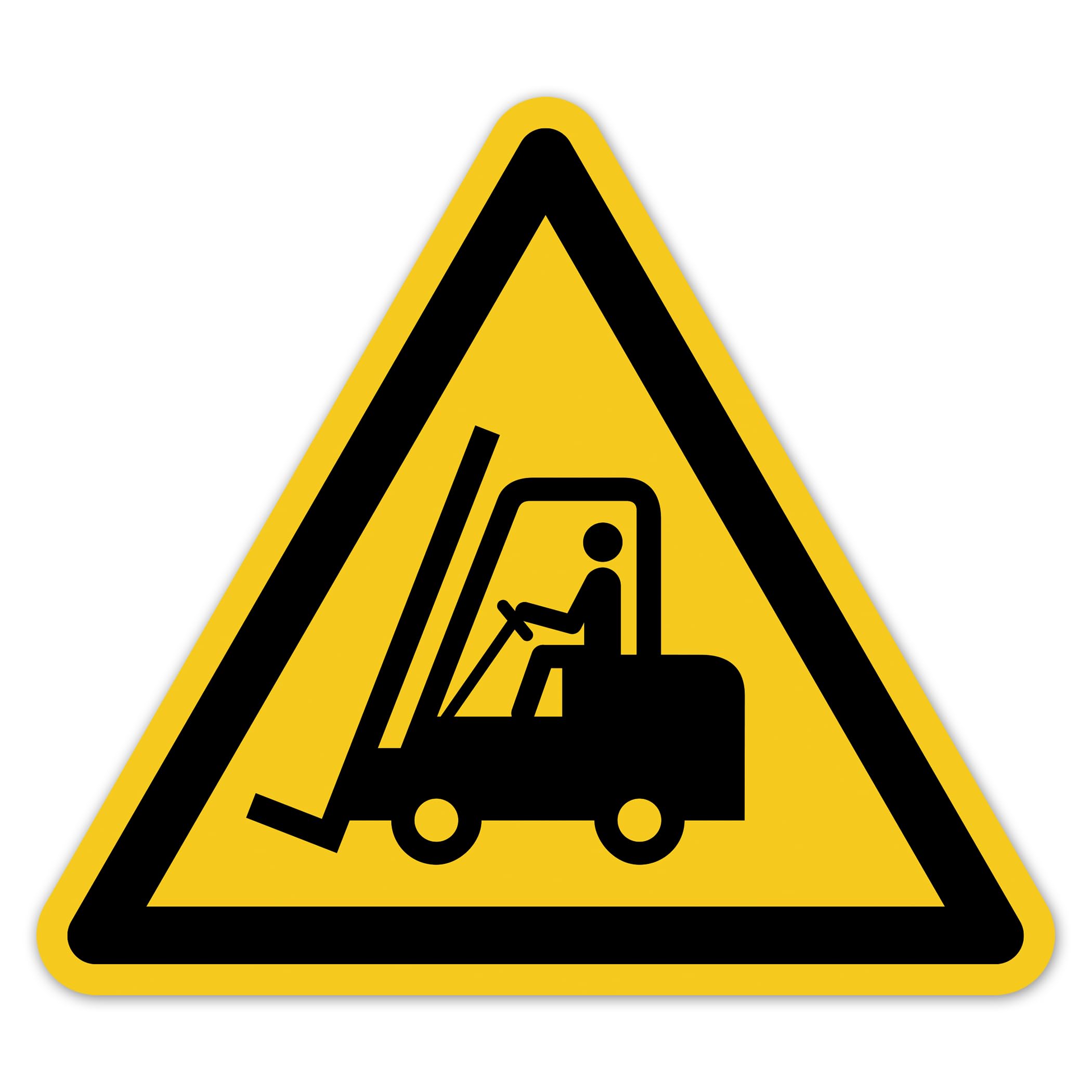 Señal de advertencia para vehículos de estacionamiento, símbolo de advertencia según DIN EN ISO 7010 W014 – Advertencia de carretilla elevadora tráfico de carretillas elevadoras pegatinas de