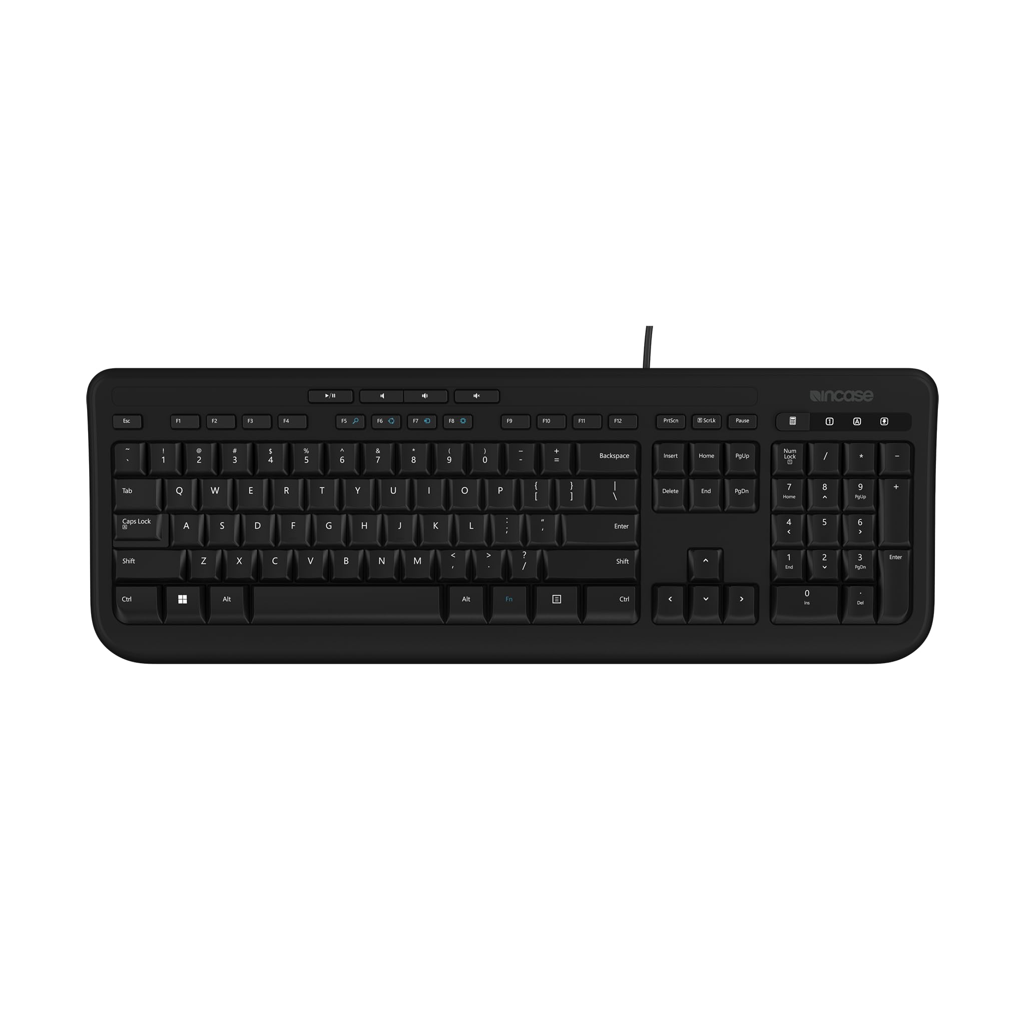 Incase Wired Keyboard 600 – Designed by Microsoft – Spill Resistant, Quiet Touch Keys, Plug and Play, 4 Hotkeys, Windows Start Key – Black