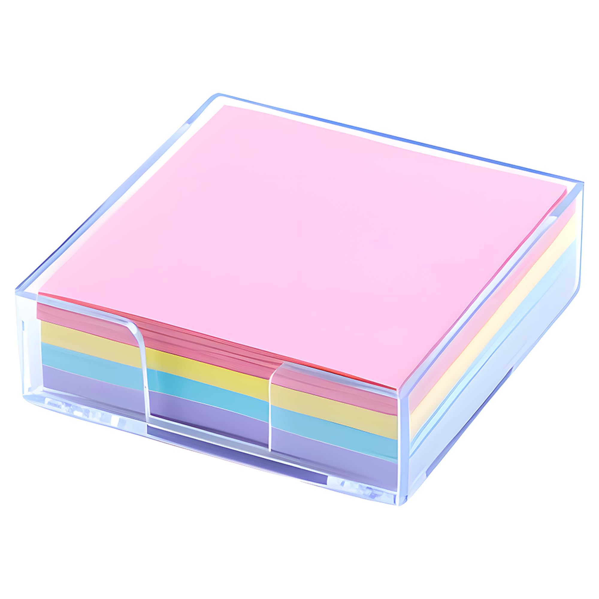 Clear Sticky Notes Holder for Desk, Acrylic Desk Organizer with 200 Sticky Notes, for Office, Home, School Use, 3x3 Inch