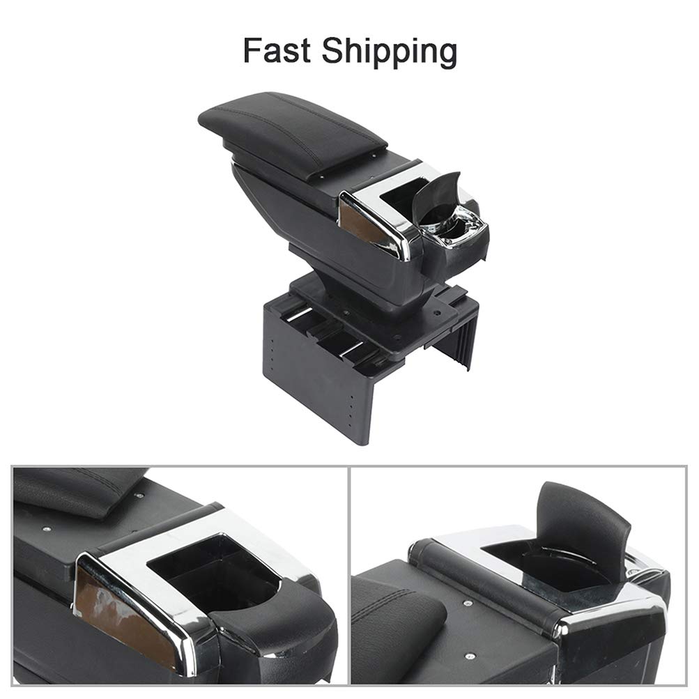 SCITOO Auto Black Armrest Center Console Lid Skin Cover with Console Box Replacement fit For Chevrol