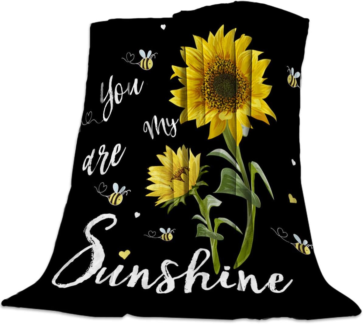 Fleece Blanket Throw Lightweight Super Soft Cozy Luxury Microfiber All Season Bed Blanket - Sunflowers You are My Sunshine (40 x 50 Inches)