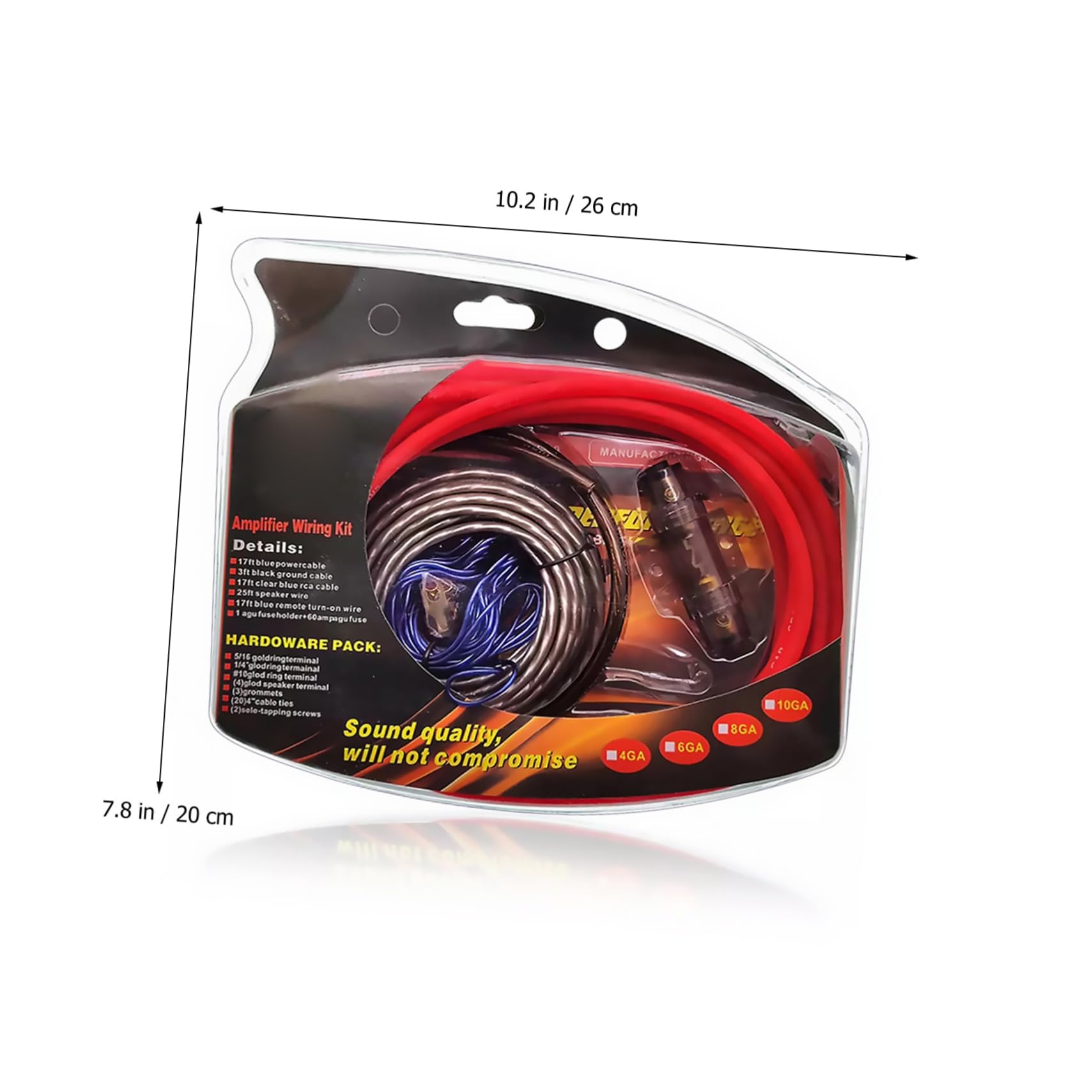 UKCOCO Kit de Câblage Solution Complète Amplificateur de Voiture pour 4 Gauge, Connecteurs RCA, Porte-fusible pour Système Audio Auto