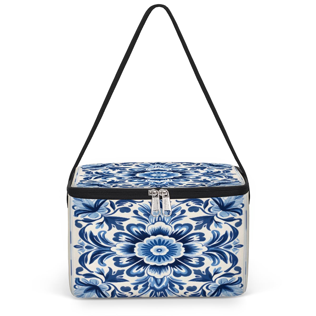 GzLeyigou Abstract Flower Lunch Bags for Women Men 9 Cans, Hot & Cold Food Delivery Bag Insulated Grocery Bag Insulated Lunch Box Ethnic Mandala Cooler Bag for Office Work Picnic Beach